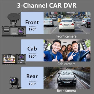 🎥 Camera Auto Kialloy cu 3 Canale – Inregistrare 1080P Fata + Interior + Spate, Senzor G, Parcare 24H si Vedere Nocturna Mix Mart