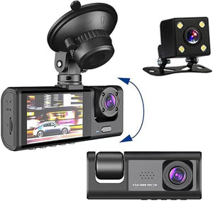 🎥 Camera Auto Kialloy cu 3 Canale – Inregistrare 1080P Fata + Interior + Spate, Senzor G, Parcare 24H si Vedere Nocturna Mix Mart