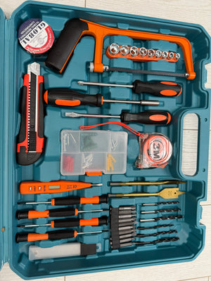 Kit multifunctional de scule electrice: bormasina, autofiletanta cu percutie,2 baterii si o gama larga de accesorii Mix Mart