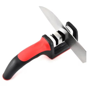 Aparat de Ascuțit Cuțite cu 3 Nivele – Mâner Ergonomic și Bază Anti-Alunecare, Negru-Roșu Mix Mart