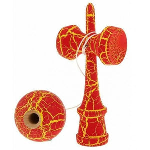 Kendama Crack din Lemn – 18 cm, Bilă 6 cm, Model Crăpat Roșu – Jucărie de Îndemânare pentru Copii și Adulți Mix Mart