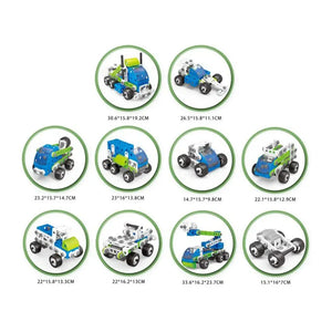 🧩 Set 18-în-1 – Blocuri de construcție vehicule utilitare - Micul Inginer Mix Mart