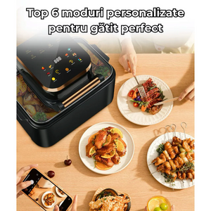 Friteuză profesională cu aer cald 3 în 1, digitală, fără ulei, AirFryer 1700W, capacitate 12L, control touch Mix Mart