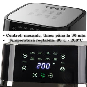 Friteuză cu aer cald TOBI 12L, 2400W – gătit rapid, sănătos și versatil pentru toată familia Mix Mart