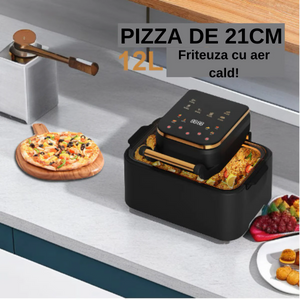 Friteuză profesională cu aer cald 3 în 1, digitală, fără ulei, AirFryer 1700W, capacitate 12L, control touch Mix Mart