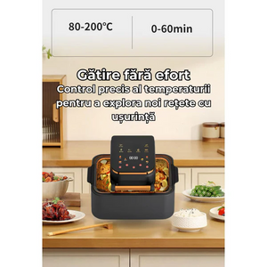 Friteuză profesională cu aer cald 3 în 1, digitală, fără ulei, AirFryer 1700W, capacitate 12L, control touch Mix Mart