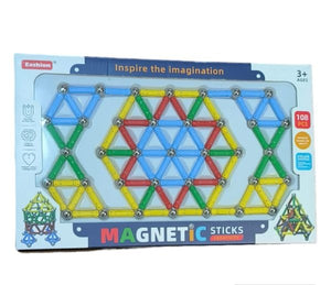 Joc Creativ pentru Copii Magnastix – 108 Piese Magnetice, Construcții 3D și Dezvoltare prin Joacă Mix Mart
