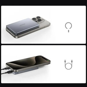 Baterie externa Joyroom JR-PBM08 MagSafe 5000 mAh – Ultra Slim, 20W Fast Charge, Wireless 15W, USB-C, Gri mixmart