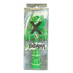 Kendama Crack din Lemn – 18 cm, Bilă 6 cm, Model Crăpat Verde-Alb – Jucărie Clasică pentru Coordonare și Distracție Mix Mart