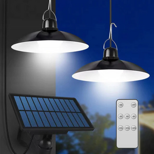 Lampă Solară Suspendată cu 2 Becuri LED și Senzor – Iluminare Eficientă, Economie de Energie și Instalare Versatilă Mix Mart