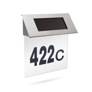 Număr de casă din inox cu iluminare LED și alimentare solară Mix Mart