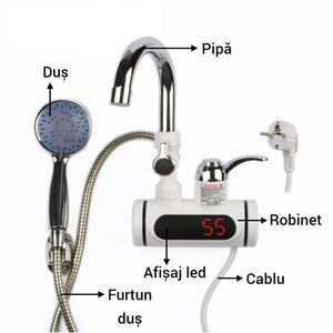 🚿 Robinet Electric cu Incalzire Instantanee + Dus, Afisaj LED – Apa Calda Imediat, Economic si Modern Mix Mart