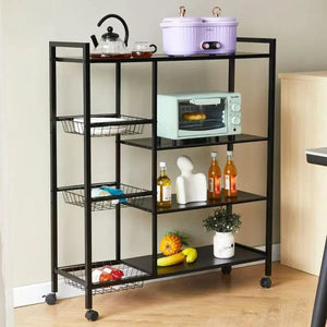 Raft metalic cu 4 polite si 3 cosuri pentru depozitare – design modern si functional MixMart