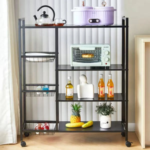 Raft metalic cu 4 polite si 3 cosuri pentru depozitare – design modern si functional MixMart