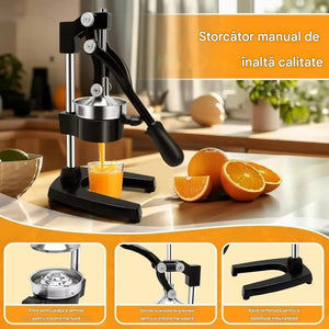 Storcător Manual pentru Citrice din Oțel Inoxidabil – Randament Ridicat peste 98%, Presare Rapidă în 10 Secunde, Bază Antiderapantă și Capacitate 300 ml Mix Mart