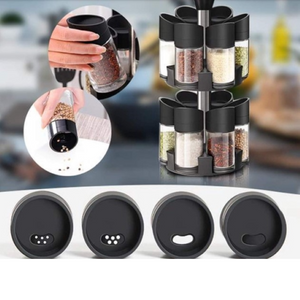 Set 12 Recipiente pentru Condimente cu Suport Rotativ pe 2 Etaje – Organizare Elegantă MixMart