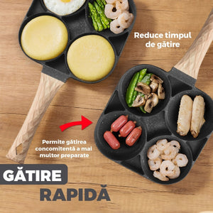 Tigaie cu Forme MRG M1123 – 4 Compartimente Rotunde, Non-Stick, 34 cm – Gatit Rapid, Ordorat si Fara Lipire Mix Mart