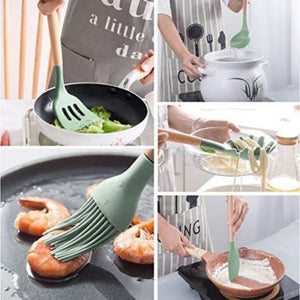 👩🍳 Set 13 Ustensile de Gatit din Silicon cu Maner din Bambus – Rezistente la Temperaturi Ridicate, Igienice si Perfecte pentru Orice Bucatarie 🍲✨ Mix Mart