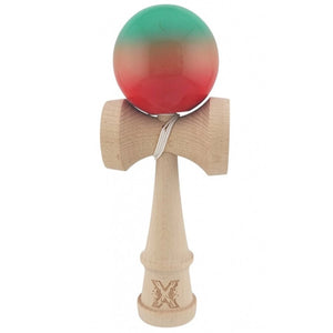 Kendama X Originală Profesională Super Sticky din Lemn – 18 cm, Gradient Roșu-Verde – Aderență Maximă, Stabilitate și Performanță Ridicată Mix Mart