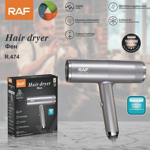 Uscator-de-par-cu-ioni-negativi- RAF R474,1600W, 2 viteze, buton cu aer rece,1 cap magnetic inclus Mix Mart