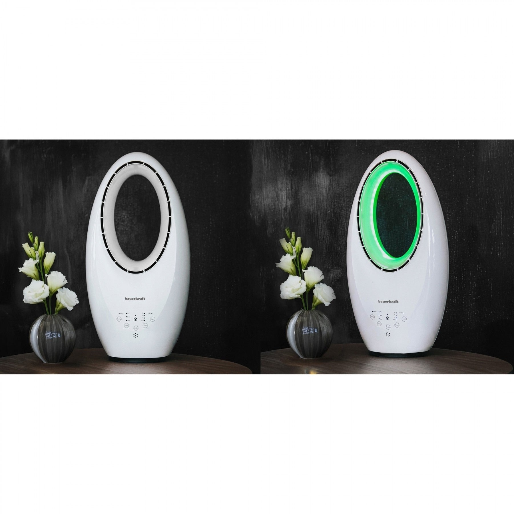 Ventilator pentru Birou Fără Palete, 60W, Silențios, Telecomandă, LED 4 Culori Mix Mart