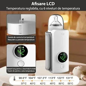 Încălzitor portabil pentru biberoane cu acumulator  și display LCD Mix Mart
