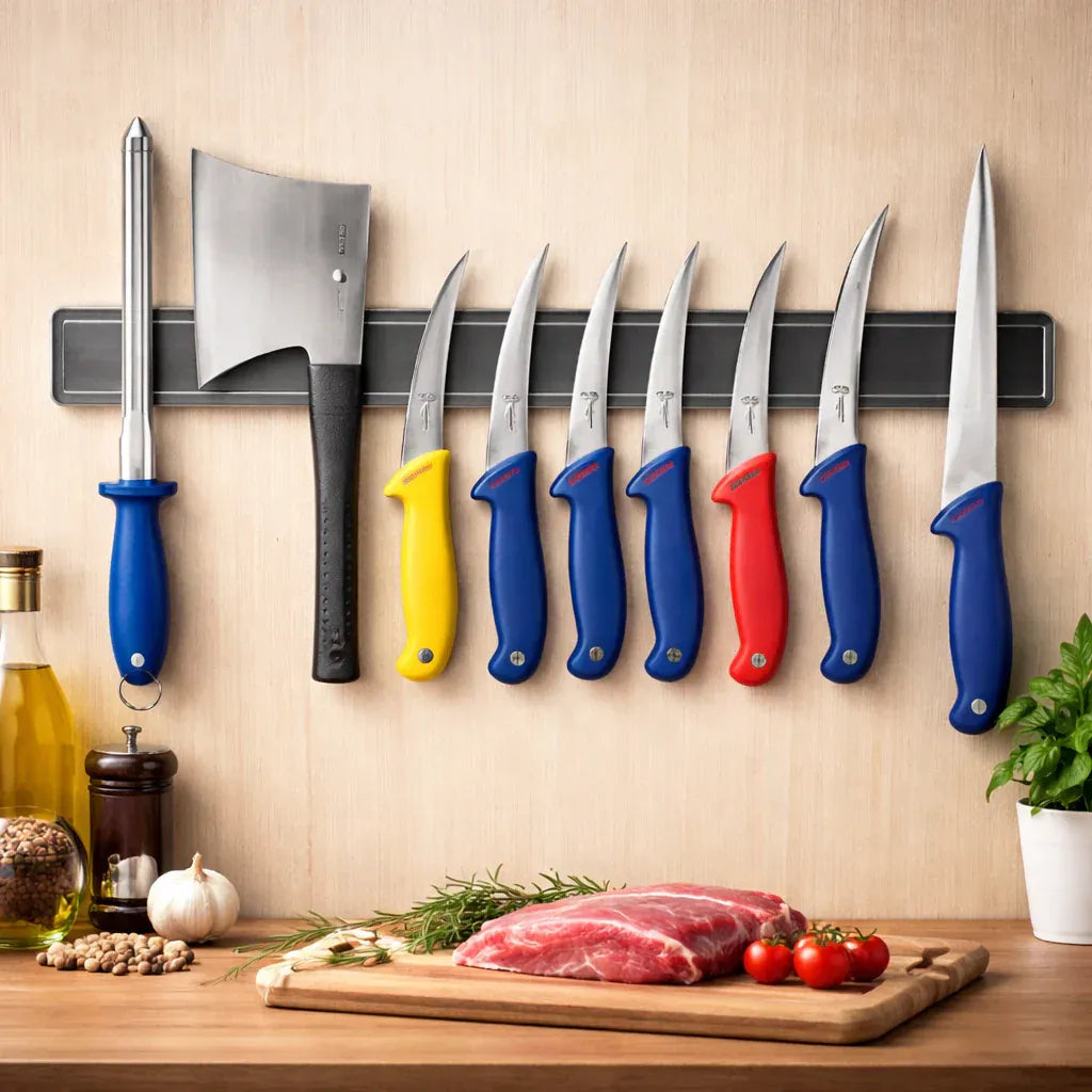 Set Profesional Macelarie 8 Piese – 6 Cutite, Satar pentru Oase si Masat Magnetic Mix Mart