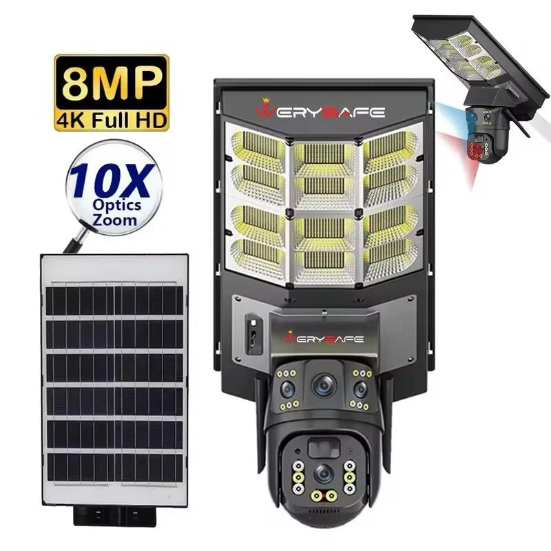 Lampă stradală solară cu cameră de supraveghere 4G – panou solar, cartelă SIM Mix Mart