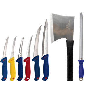 Set Profesional Macelarie 8 Piese – 6 Cutite, Satar pentru Oase si Masat Magnetic Mix Mart