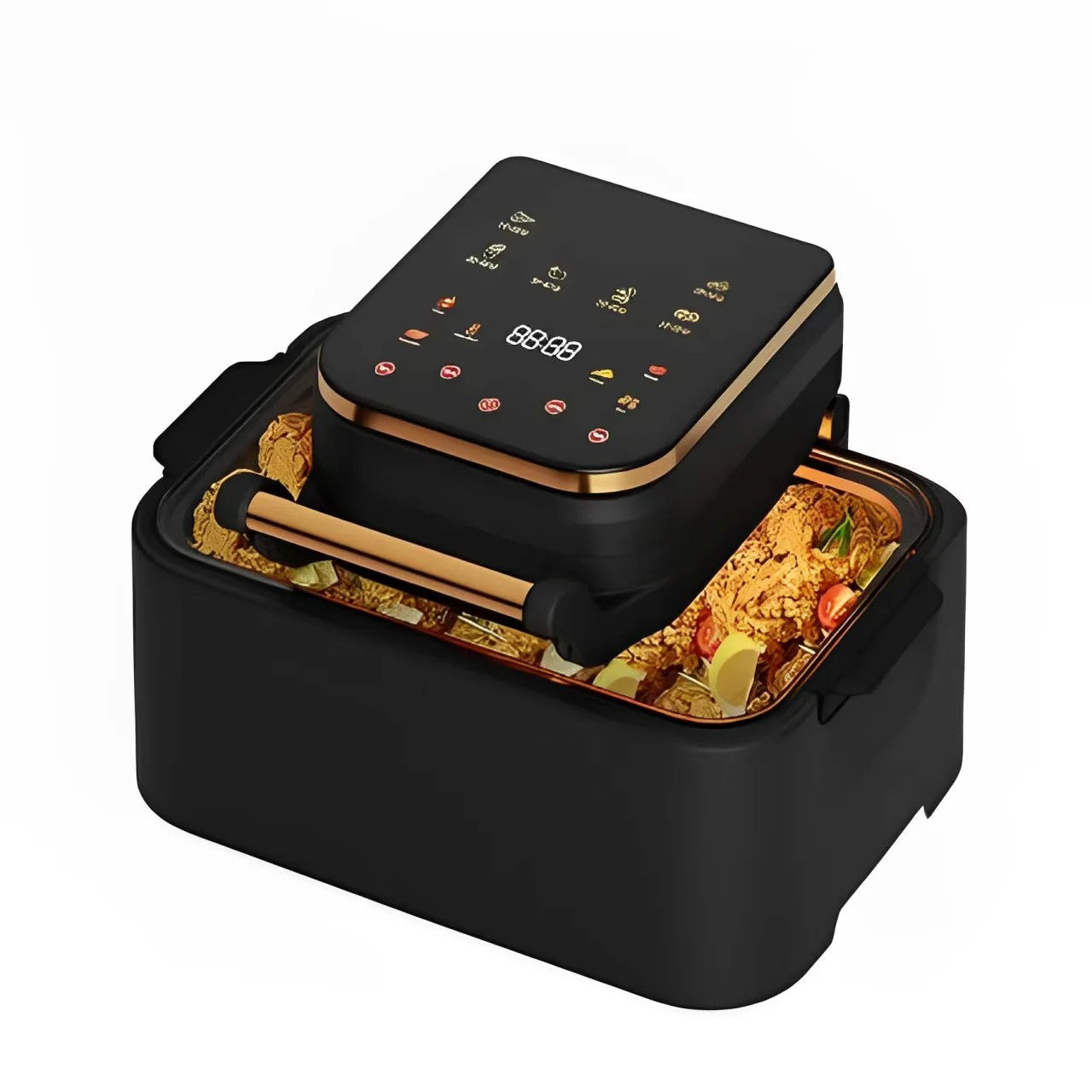 Friteuză profesională cu aer cald 3 în 1, digitală, fără ulei, AirFryer 1700W, capacitate 12L, control touch