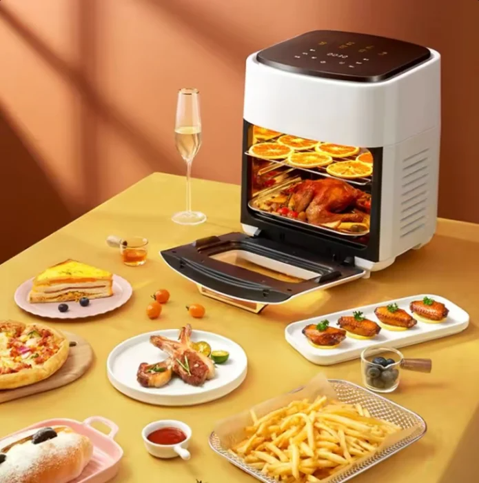 Friteuză Airfryer 15L cu afișaj digital – cuptor cu aer cald, gătit fără ulei, capacitate mare