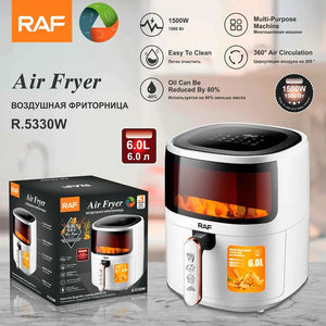 Air Fryer RAF 6L – 1500W | Friteuză cu aer cald, fără ulei Mix Mart