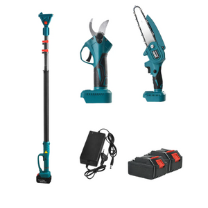 Set foarfecă de grădină + mini drujbă 6” cu braț telescopic 2,13 m – 2 acumulatori 48V Mix Mart