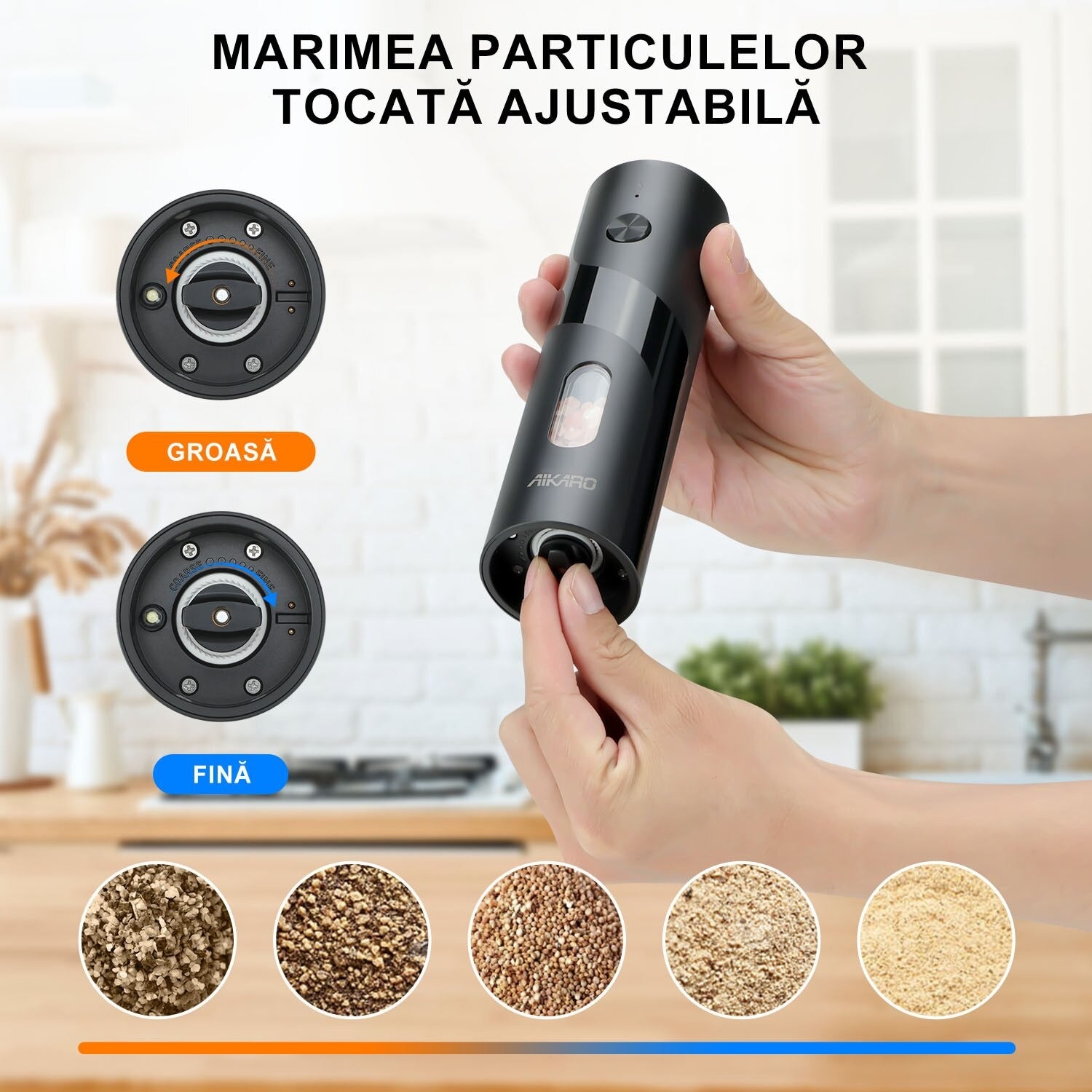 Râșniță electrică pentru sare și piper Mix Mart