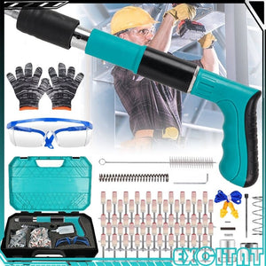 Pistol pneumatic de bătut cuie în beton și metal – manual, 3 trepte de putere, 50 cuie incluse Mix Mart