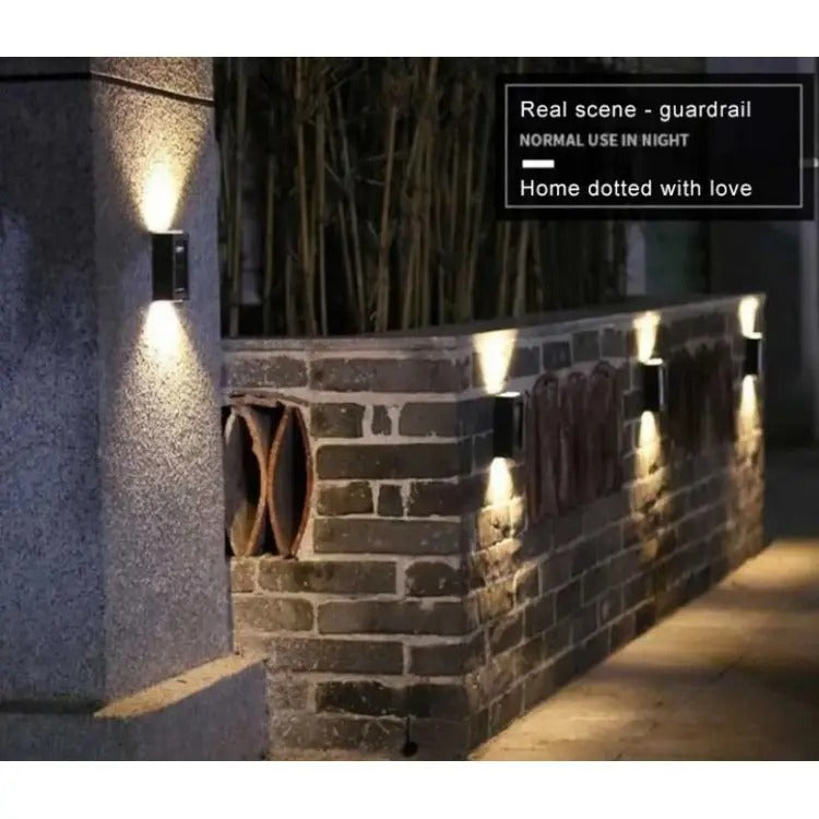 Lampă Solară de Perete cu Iluminare Sus și Jos – 2 LED-uri Puternice, Design Modern și Funcționare 100% pe Energie Solară