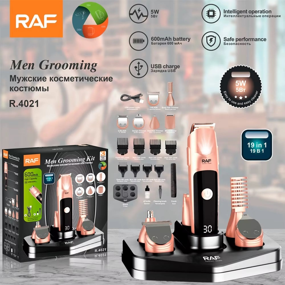 Kit aparat de tuns fără fir RAF R4021 – 5W, 19 accesorii, reîncărcabil Mix Mart