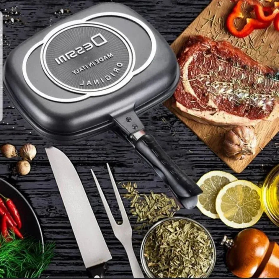 🍳 Tigaie Dubla Dessini 36 cm – Interior Antiaderent + Garnitura Silicon Rezerva