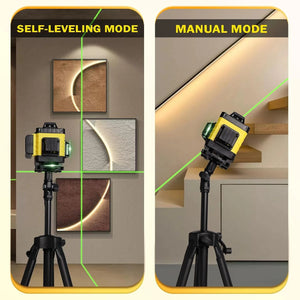 Nivelă Laser 4D cu 16 Linii, Autonivelare, Telecomandă, Lumină Verde, Trepied 150 cm și Platformă de Ridicare Mix Mart