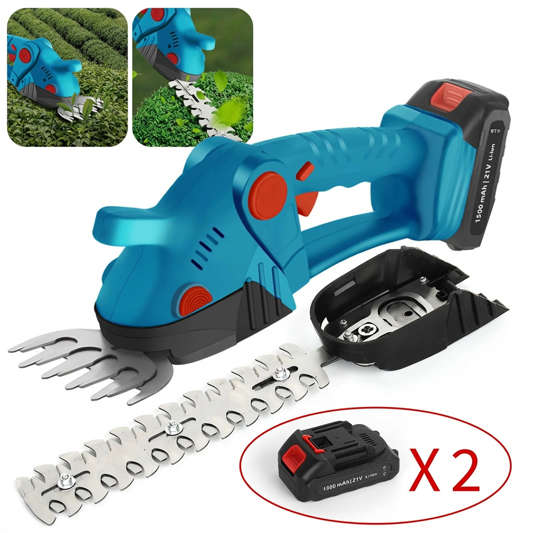 Foarfecă electrică de grădină cu acumulator 48V, 2 baterii, 2 lame, pentru iarbă și gard viu Mix Mart