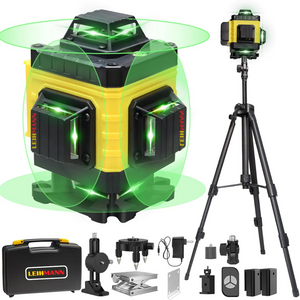 Nivelă Laser 4D cu 16 Linii, Autonivelare, Telecomandă, Lumină Verde, Trepied 150 cm și Platformă de Ridicare Mix Mart