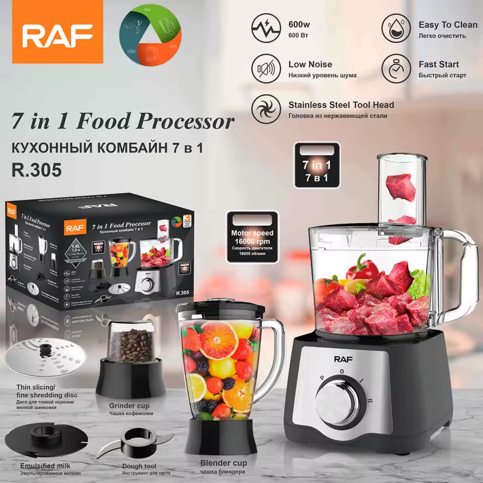 Robot de Bucătărie Multifuncțional RAF R-305 – 7 în 1, 600W, 1.5L Mix Mart