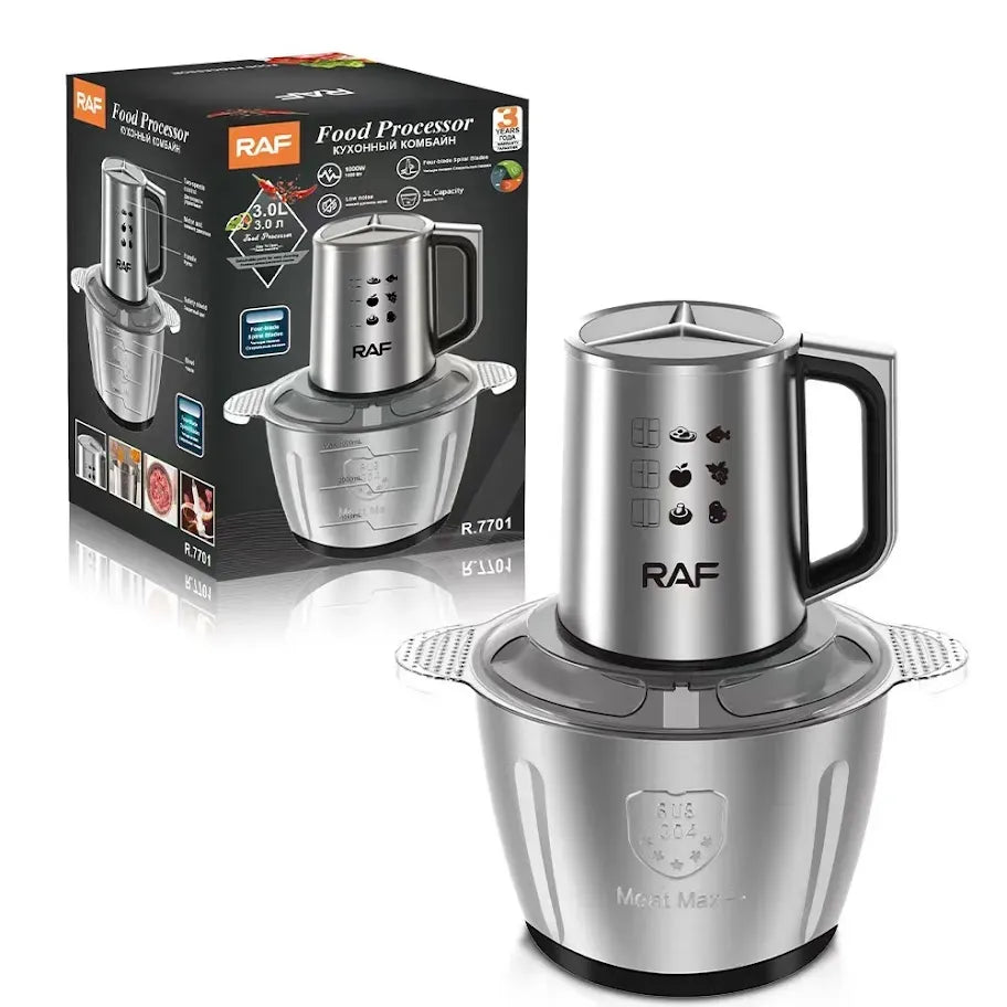 Tocator Electric Profesional RAF cu Bol din Inox si 4 Lame Duble din Otel Inoxidabil Mix Mart