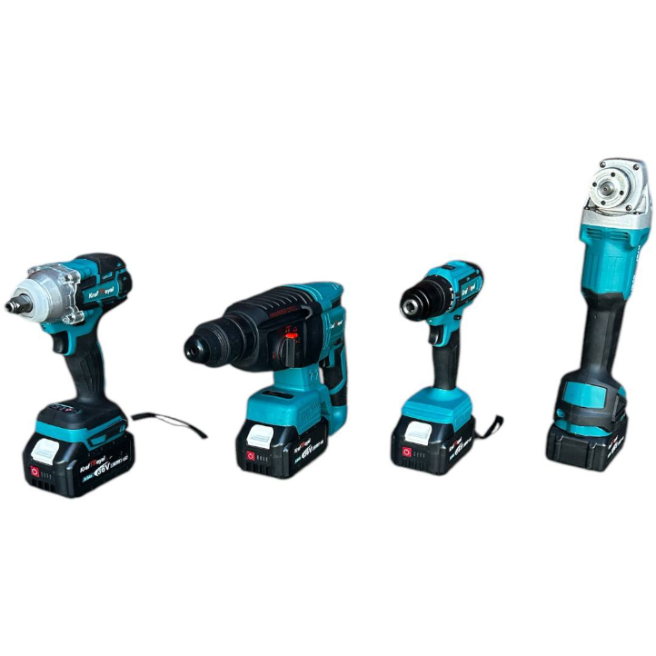 Trusă electrica scule – autofiletantă, flex, rotopercutor și mașină cu impact, 2 acumulatori