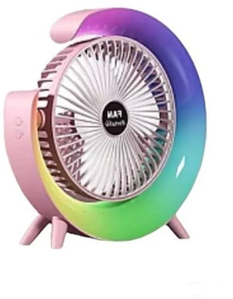 Mini Ventilator Portabil pentru Birou cu LED RGB, Alimentare USB, 3 Viteze Mix Mart