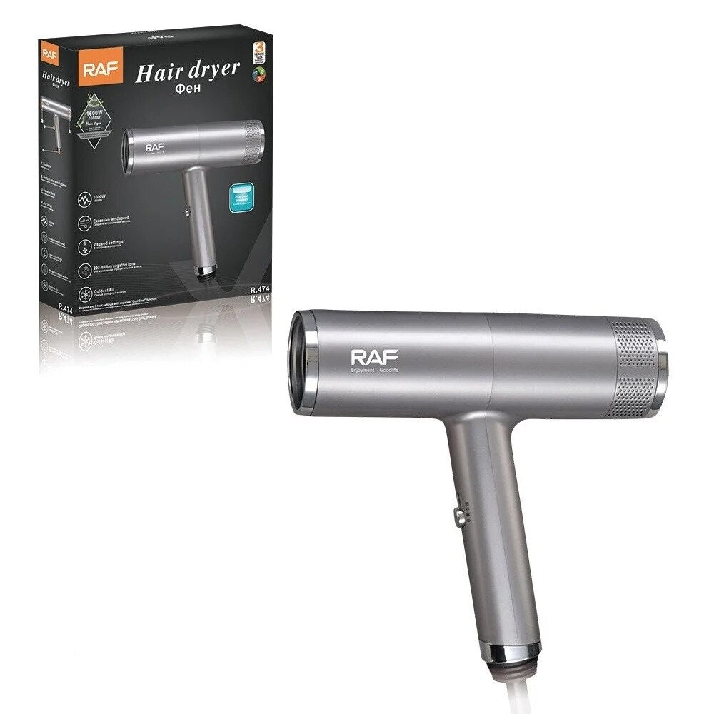 Uscator-de-par-cu-ioni-negativi- RAF R474,1600W, 2 viteze, buton cu aer rece,1 cap magnetic inclus Mix Mart